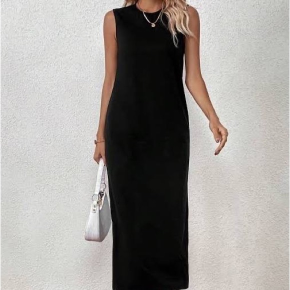 Dkny Dresses & Skirts - DKNY Pure from Bloomingdale’s black lyocell blend dress w/overlay slits on sides